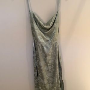 super cute floral satin green dress